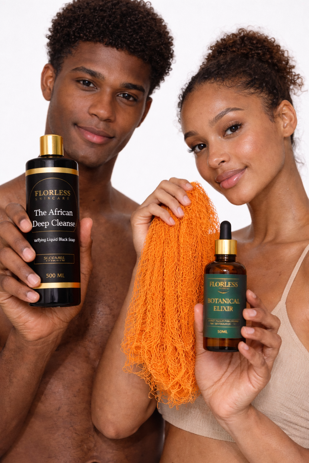 The Florless Trinity — African Black Soap + Net Sponge + Hair Growth Oil